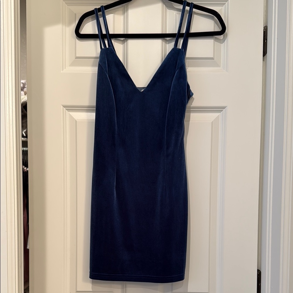 By the way Blue Velvet Dress